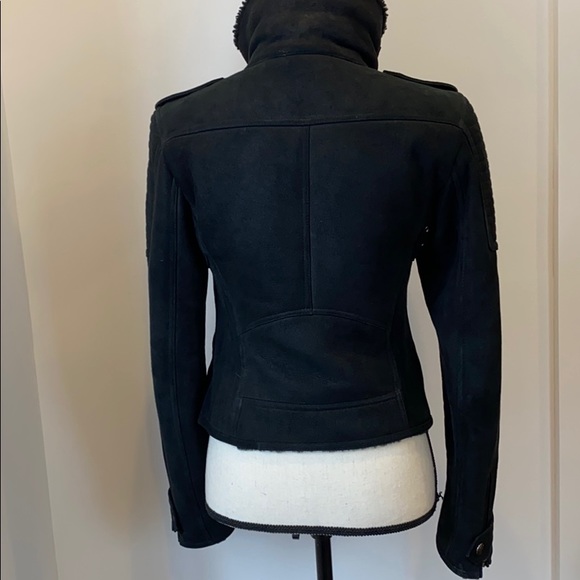 Burberry Brit cropped Shearling Jacket Black size 6 - Picture 11 of 16